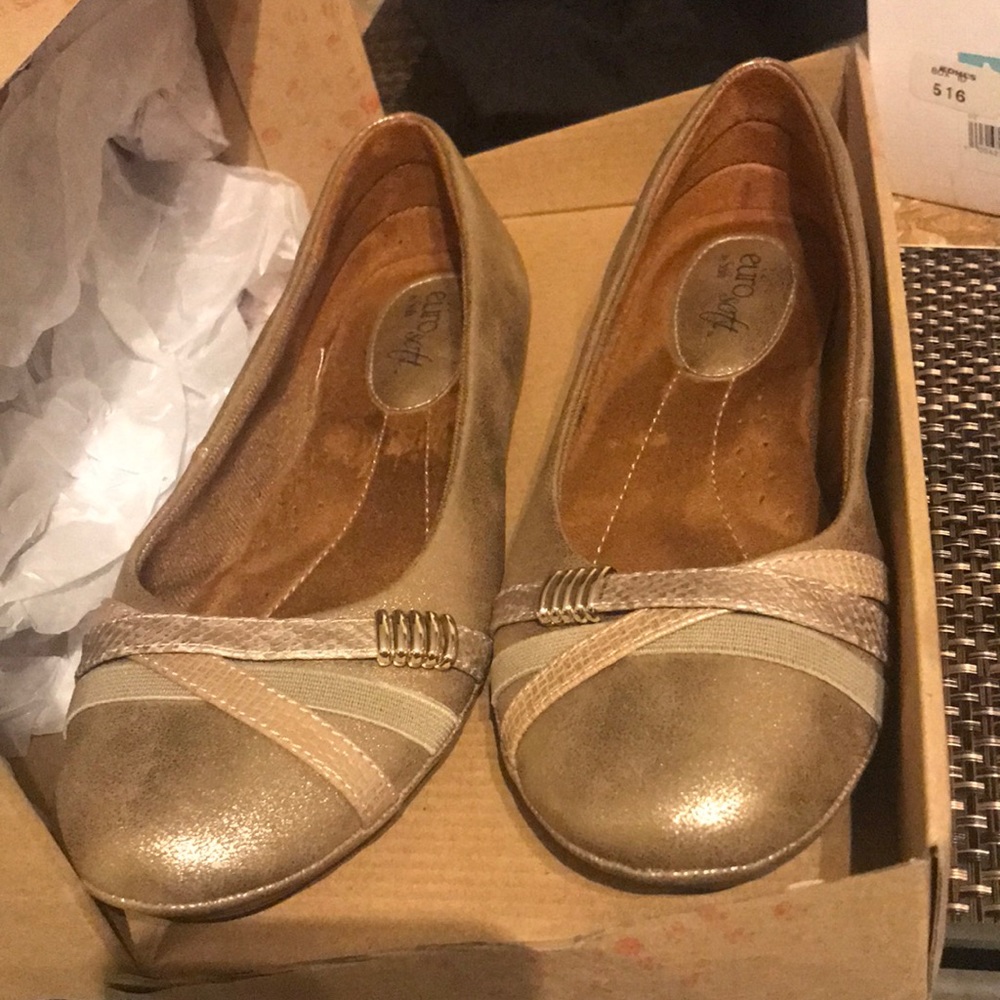 Gold & Tan Comfy Flats